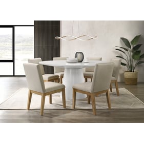 Lilola Home Jasper White Driftwood 7pc Round Dining Table Set