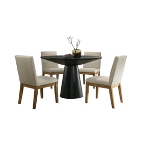 Lilola Home Jasper Ebony Black Beige 5pc Round Dining Room Set