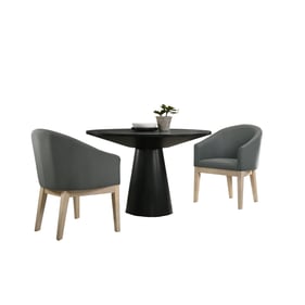 Lilola Home Jasper Ebony Black Gray 3pc Round Dining Room Set