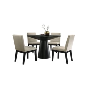 Lilola Home Jasper Ebony Black 5pc Round Dining Room Set