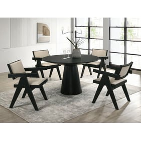 Lilola Home Jasper Ebony Black Beige 5pc Round Dining Set