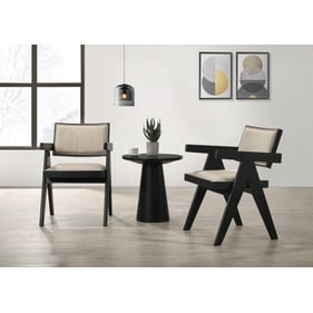 Lilola Home Jasper Ebony Black Beige 3pc Arm Chairs and Console Table Set