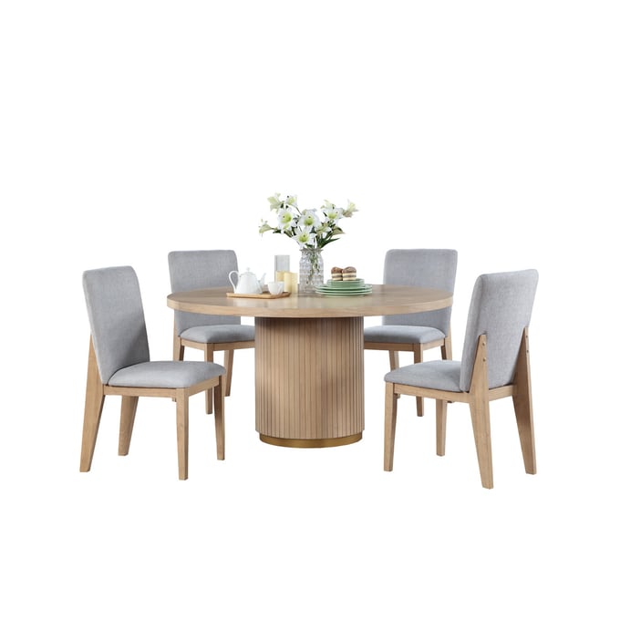 Lilola Home Caspian Oak Gray 5pc Dining Room Set LILO-30030-SET