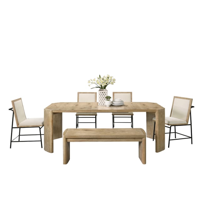 Lilola Home Magnus Oak 6pc Dining Room Set with Bench LILO-30035-SET2