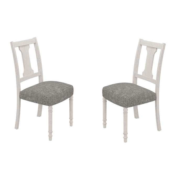 2 Lilola Home Tannen White Gray Dining Side Chairs LILO-30040-C