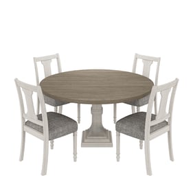 Lilola Home Tannen White Gray Round 5pc Dining Room Set