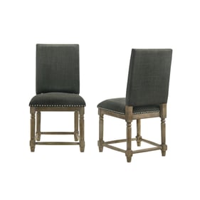 2 Lilola Home Everton Gray Fabric Dining Chairs with Nailhead Trim