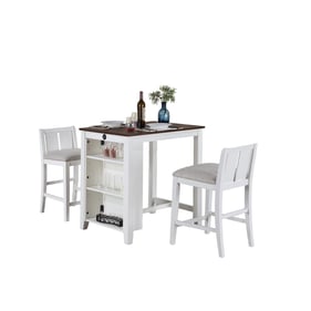 Lilola Home Graham White 3pc Small Space Counter Height Table