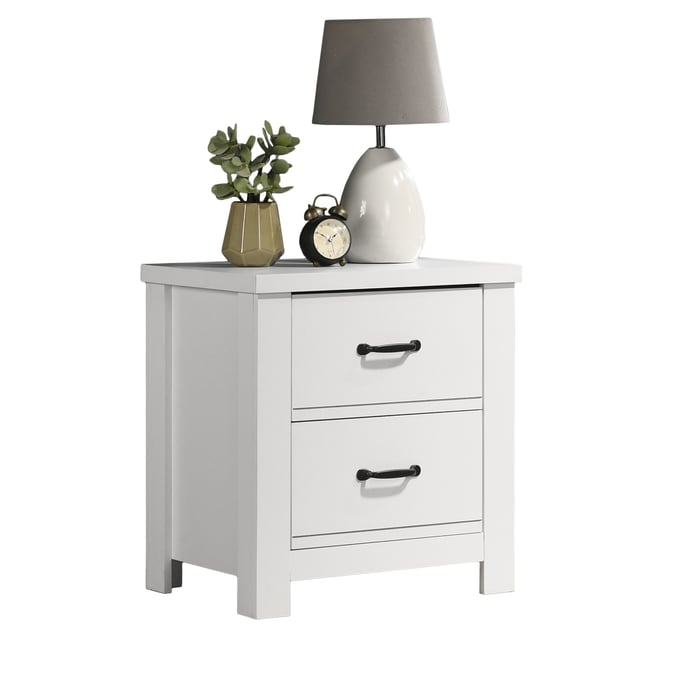 Lilola Home Cassini White 2 Drawers Nightstand Bedside Table LILO-58901NS