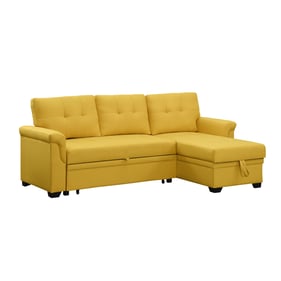 Lilola Home Lucca Yellow Linen Reversible Sectional with Storage Chaise