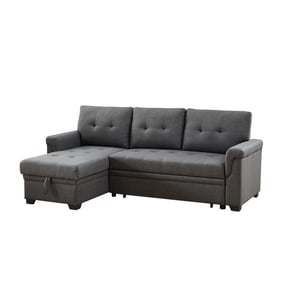 Lilola Home Lucca Dark Gray Linen Reversible Sleeper Sectional