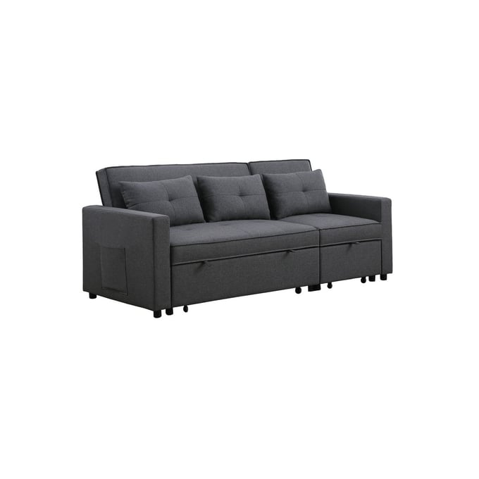 Lilola Home Zoey Dark Gray Linen Convertible Sofa Sleeper LILO-81350