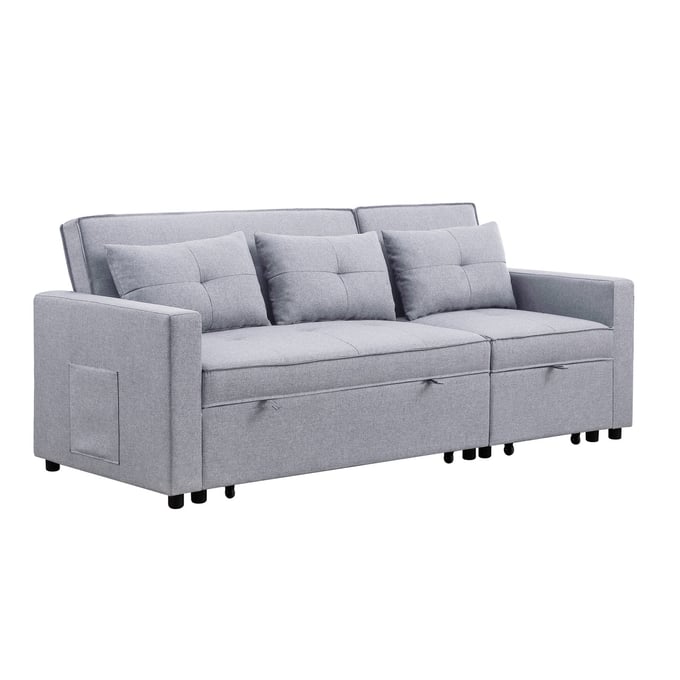 Lilola Home Zoey Light Gray Linen Convertible Sofa Sleeper LILO-81350LG