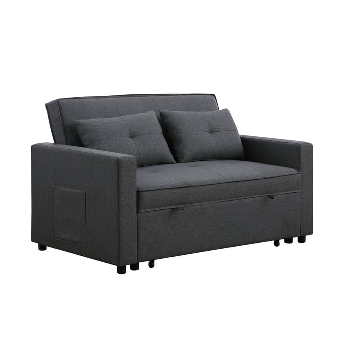 Lilola Home Zoey Dark Gray Linen Convertible Sleeper Loveseat LILO-81351