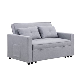 Lilola Home Zoey Light Gray Linen Convertible Sleeper Loveseat