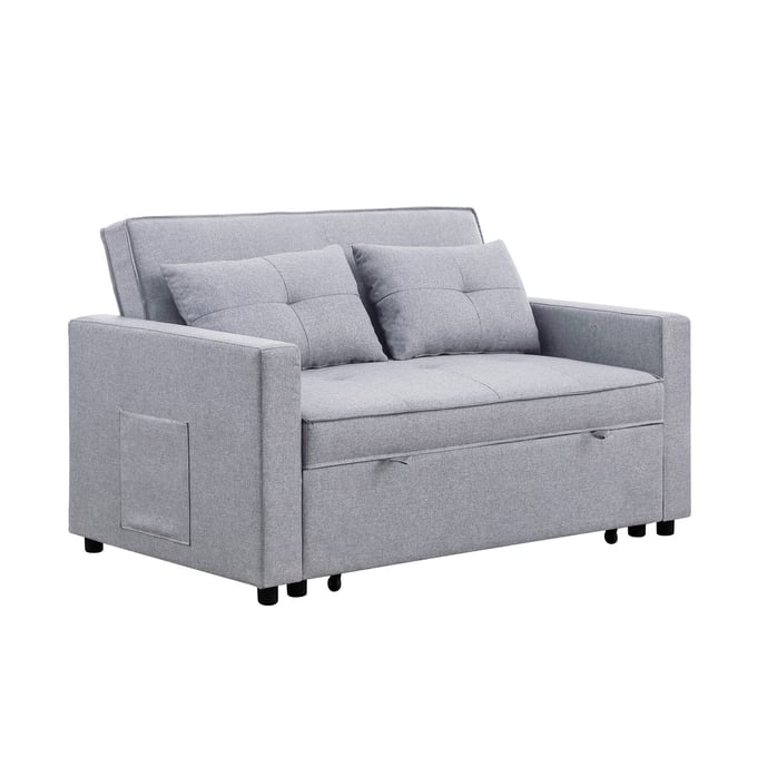 Lilola Home Zoey Light Gray Linen Convertible Sleeper Loveseat LILO-81351LG