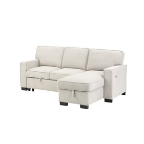 Lilola Home Estelle Beige Reversible Sleeper Sectional with Storage Chaise