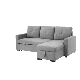 Lilola Home Serenity Gray Reversible Sleeper Sofa Sectional with Storage Ch...