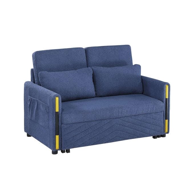 Lilola Home Percy Navy Sleeper Loveseat with Side Pockets LILO-81357