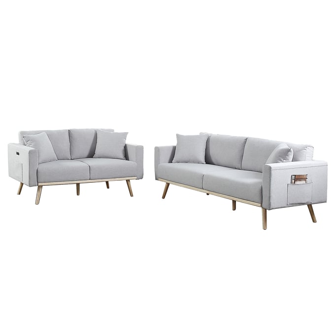 Lilola Home Easton Light Gray 2pc Living Room Set LILO-81370LG-SL