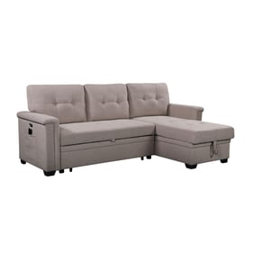 Lilola Home Ashlyn Light Gray Reversible Sleeper Sectional Sofa with Storag...