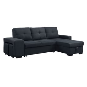 Lilola Home Lucas Dark Gray Linen Sleeper Sofa Sectional with Storage Chais...