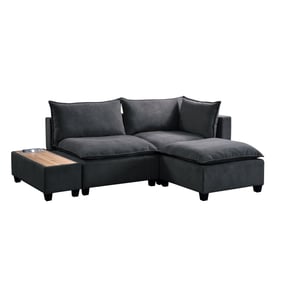 Lilola Home Madison Dark Gray Fabric Sectional with USB Storage Console