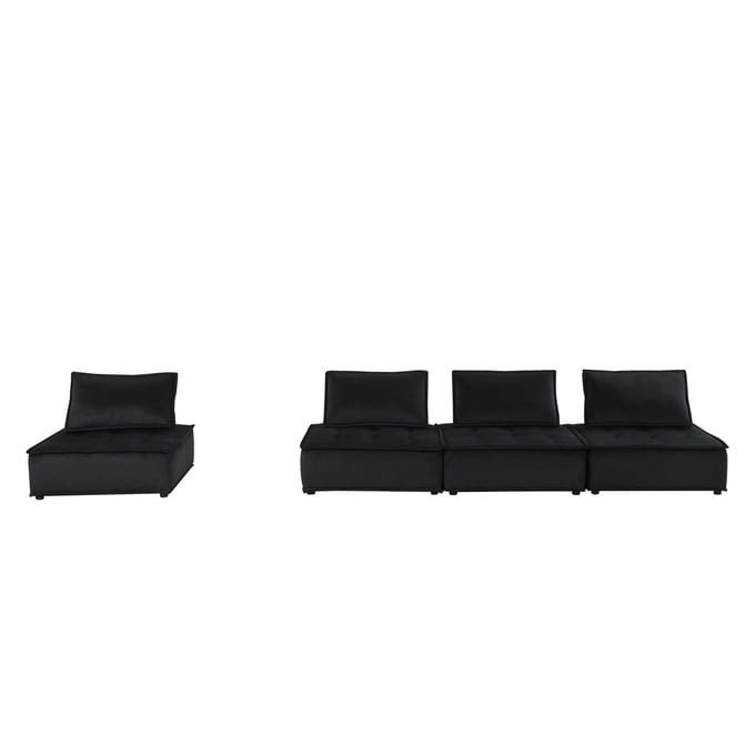 Lilola Home Anna Black 4pc Modular Sofa LILO-81402-4B