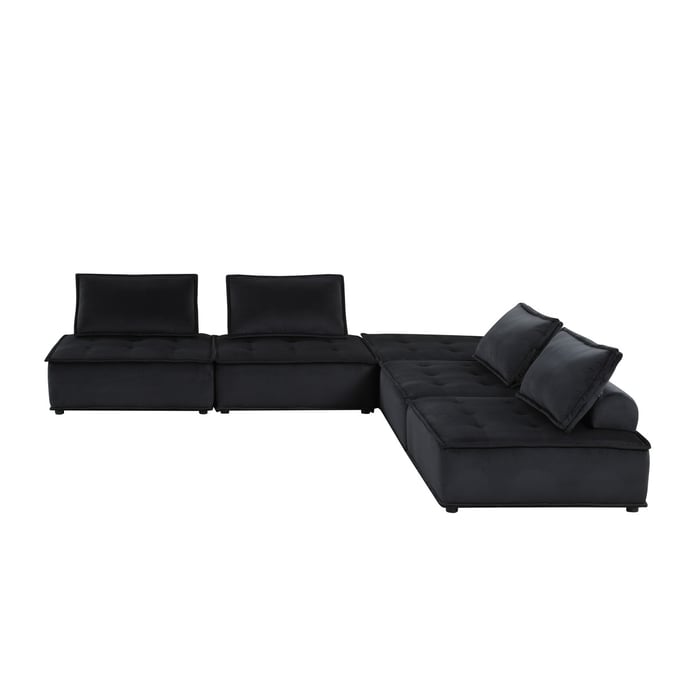 Lilola Home Anna Black Velvet 5pc Sectional LILO-81402-5B