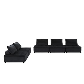 Lilola Home Anna Black 5pc Sofa and Loveseat Set