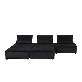 Lilola Home Anna Black 5pc Sectional with Ottoman