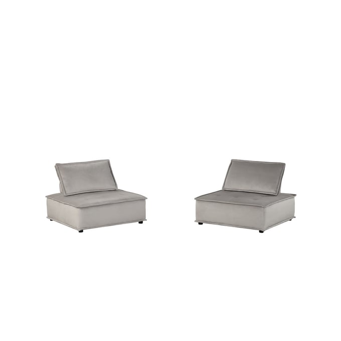 2 Lilola Home Anna Light Gray Armless Lounge Chairs LILO-81403-2