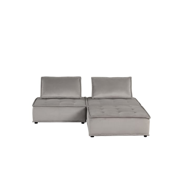 Lilola Home Anna Light Gray 3pc Sectional Sofa with Ottoman LILO-81403-3