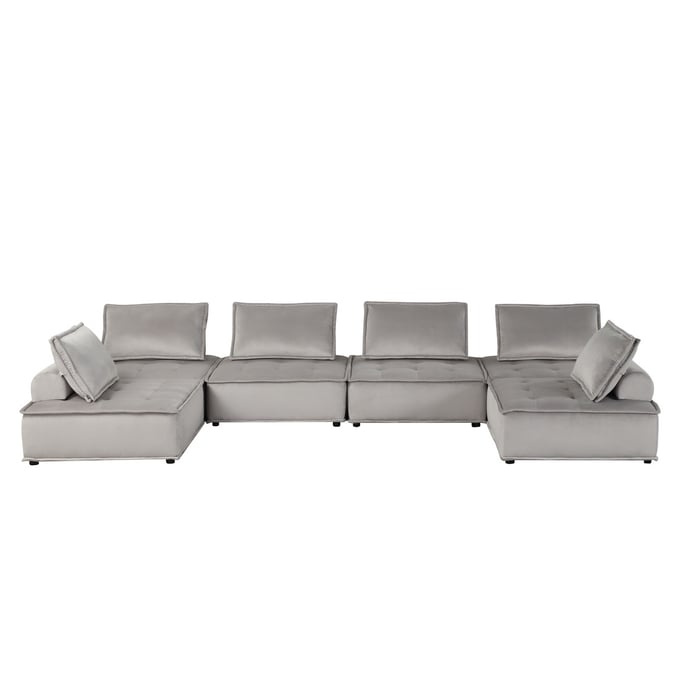 Lilola Home Anna Light Gray 6 Seater Modular Sectional LILO-81403-6