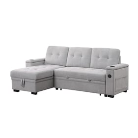 Lilola Home Ashlyn II Gray Reversible Sleeper Sectional Sofa with Storage C...