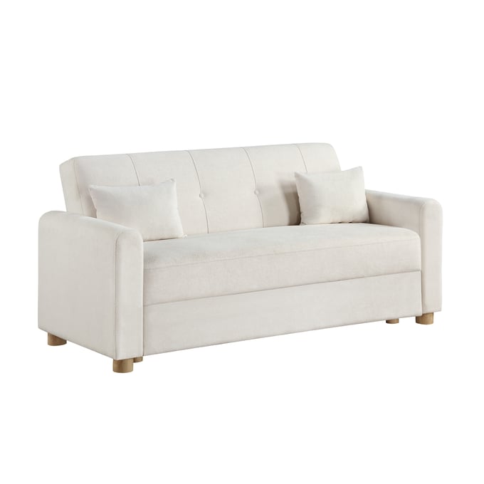 Lilola Home Thomas White Convertible Loveseat Sleeper with Storage LILO-81540-1