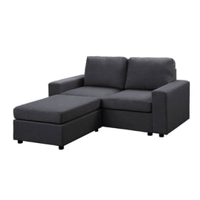 Lilola Home Arroyo Dark Gray Linen Loveseat with Ottoman