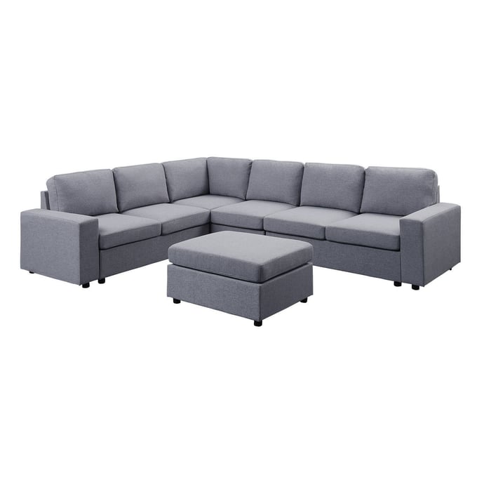 Lilola Home Casey Light Gray Sectional Sofa with Ottoman LILO-881802-3