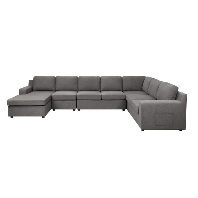 Lilola Home Waylon Gray 7 Seater U Shape LAF Sectional LILO-81803-6