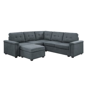 Lilola Home Isla Gray Woven Fabric 6pc Sectional Sofa with Ottoman