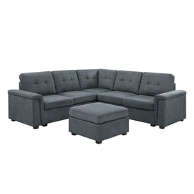 Lilola Home Isla Gray 6pc Sectional Sofa with Ottoman