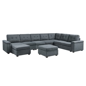 Lilola Home Isla Gray Woven Fabric 9pc Sectional Sofa with Ottoman