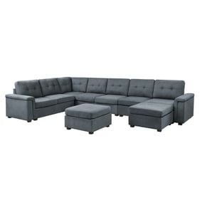 Lilola Home Isla Gray 9pc Sectional Sofa with Ottoman