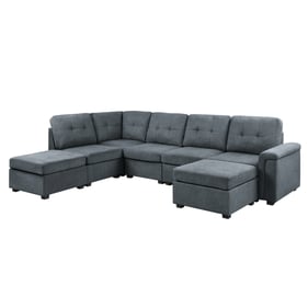 Lilola Home Isla Gray 7pc Sectional Sofa with Ottoman