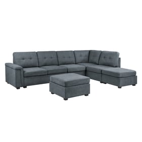 Lilola Home Isla Gray Woven 7pc Sectional Sofa with Ottoman