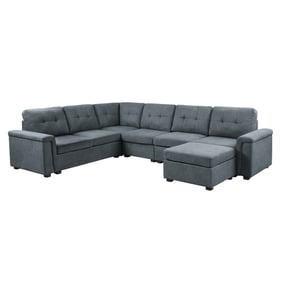 Lilola Home Isla Gray Contemporary 7pc Sectional Sofa with Ottoman