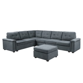 Lilola Home Isla Gray Woven Fabric 7pc Sectional with Ottoman