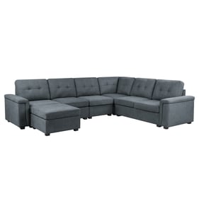 Lilola Home Isla Gray 7pc Sectional with Ottoman