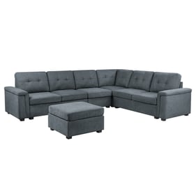 Lilola Home Isla Gray Woven Fabric 7pc Sectional Sofa with Ottoman