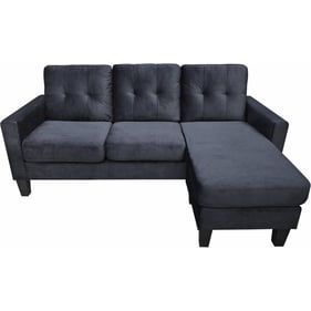 Lilola Home Everett Black Reversible Sectional Sofa Chaise